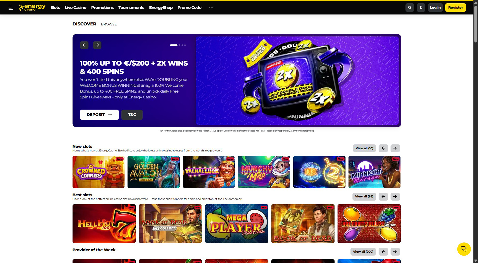 6. Energy Casino- Szybkie wypłaty w kasynie online