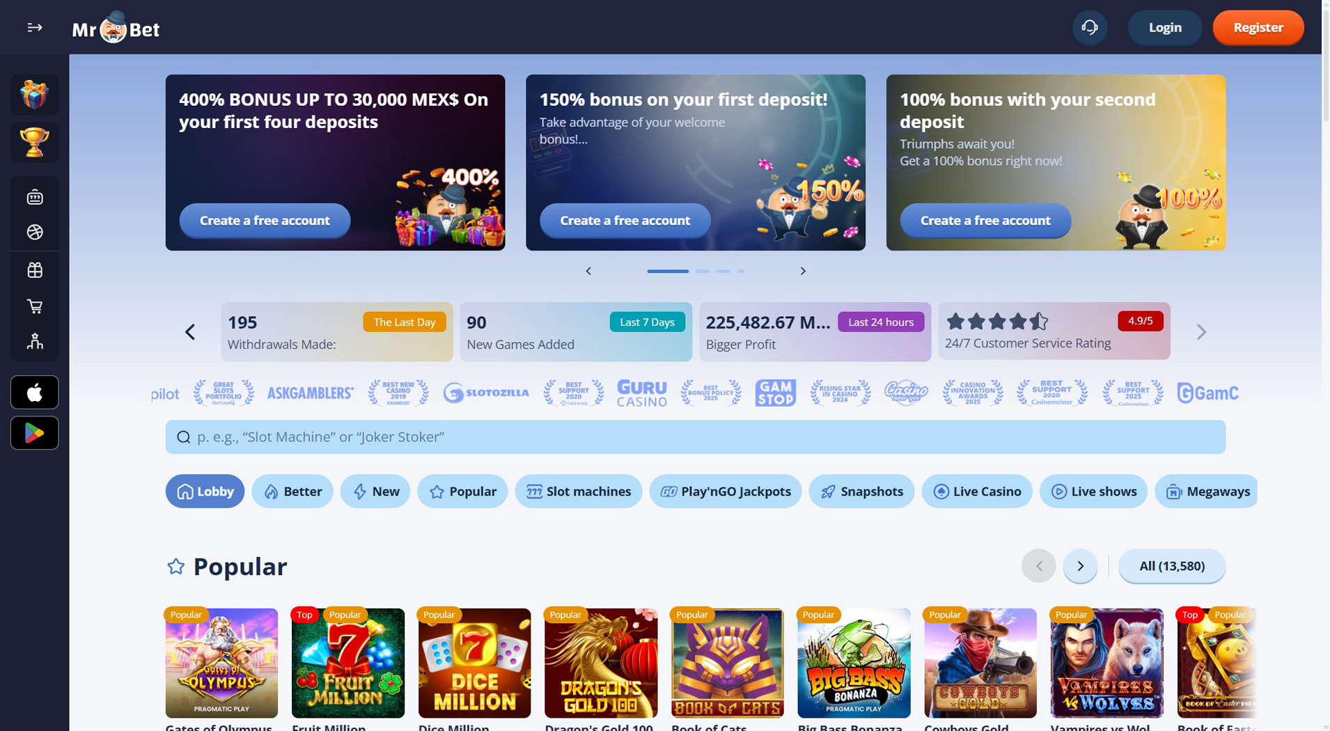 5. Kasyno Mr Bet- wybór mobilnego kasyna online