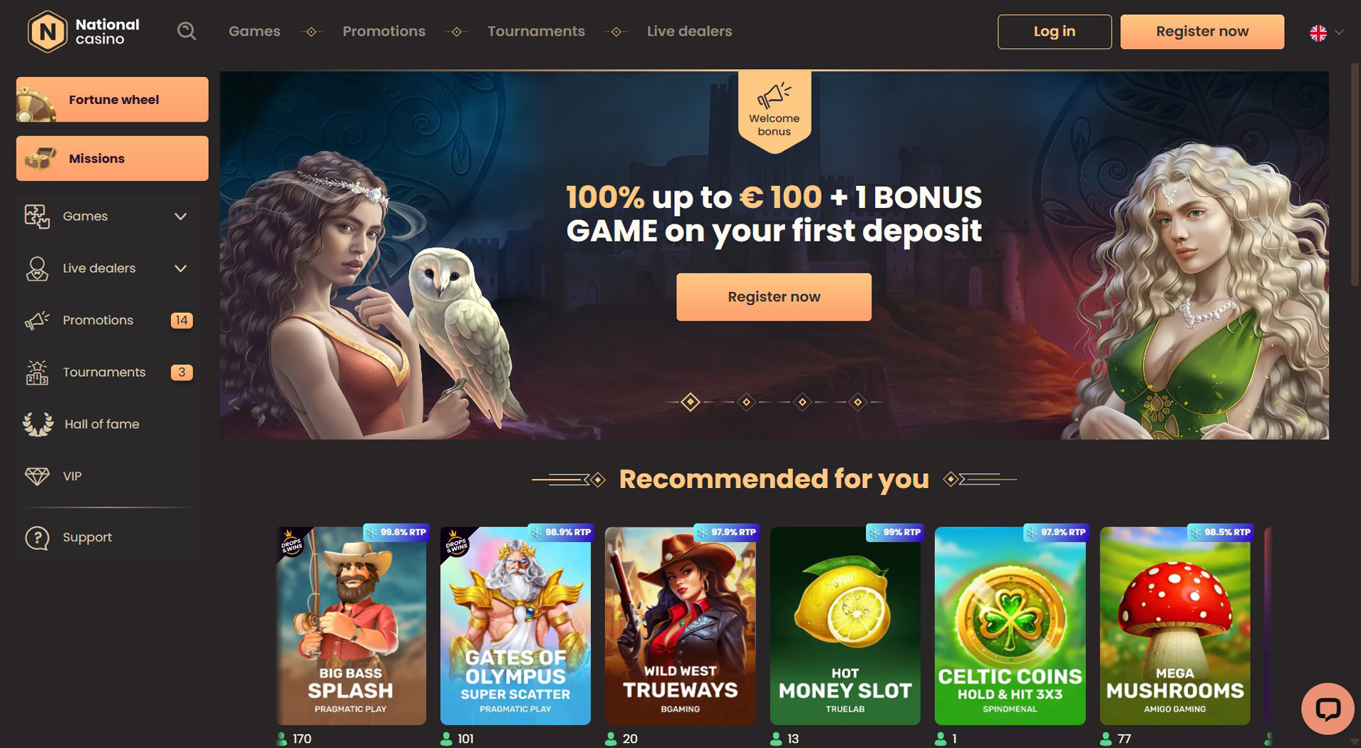 8. Kasyno Narodowe- Popularny Bonus Kasyna Online