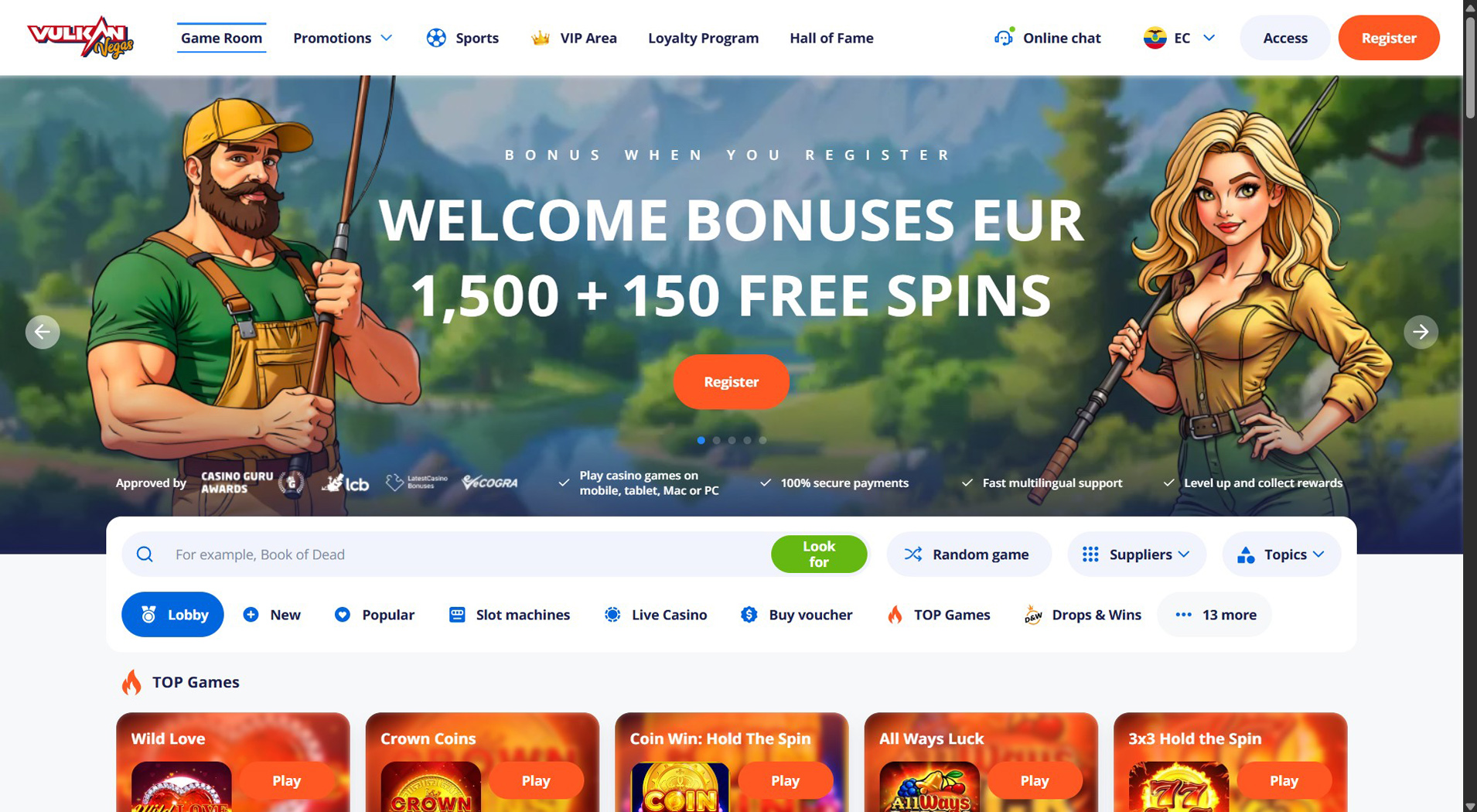 7. Vulkan Vegas- Zrównoważona oferta kasyna online
